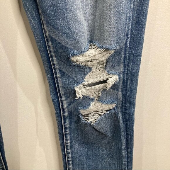 AMERICAN EAGLE Sz 6 Distressed Highest Rise Jeggings Light Wash NWT - Picture 3 of 15